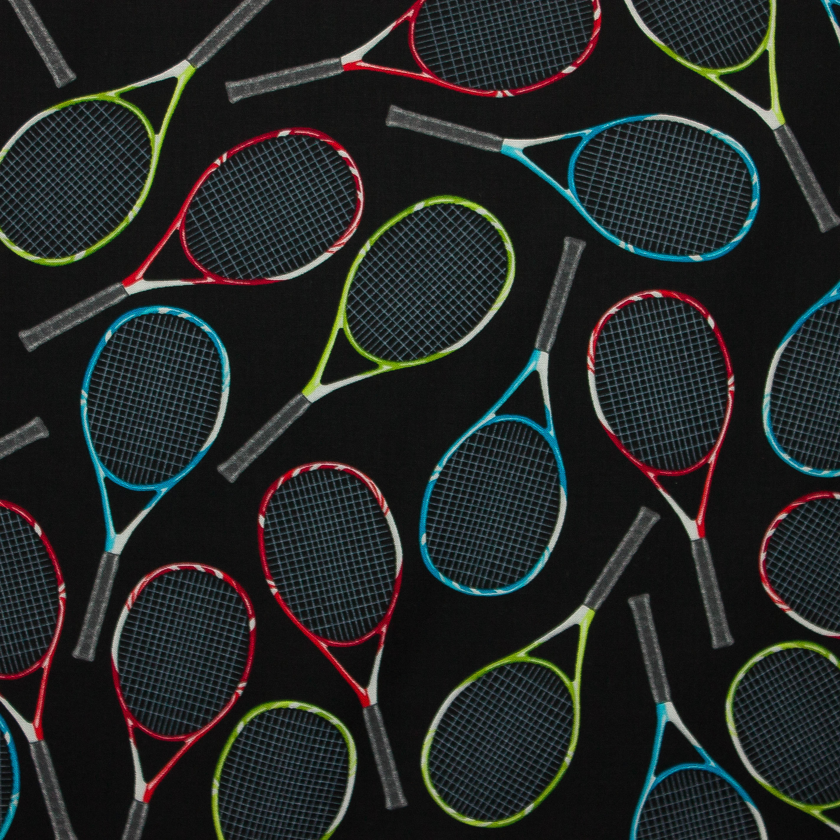 Katoen zwart met tennisraketten